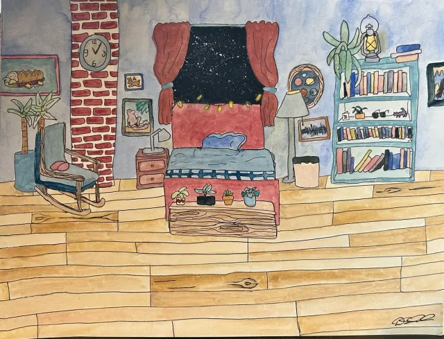 Bedroom in Red & Blue